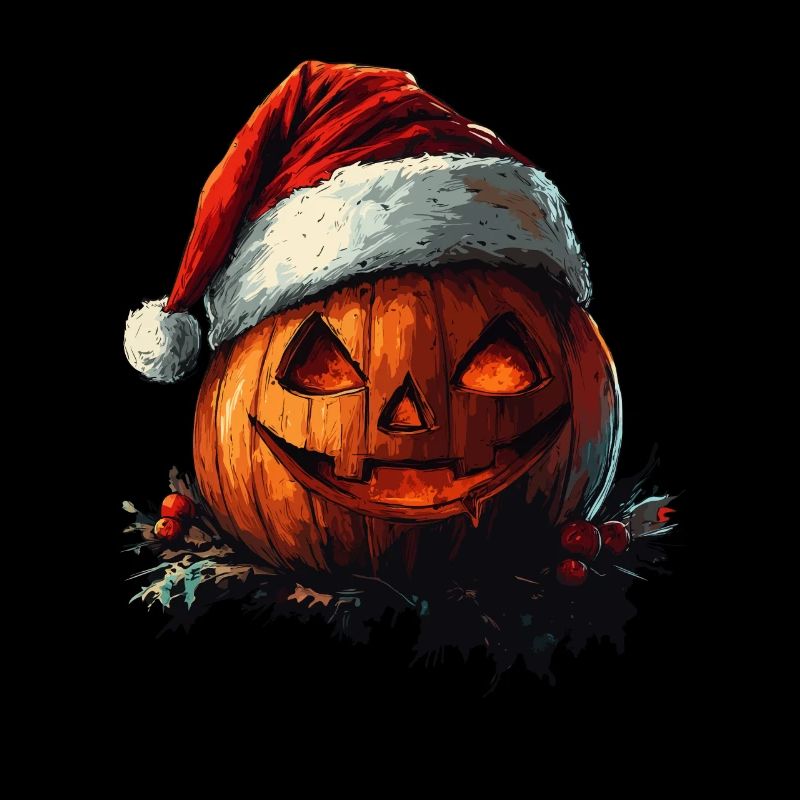 Halloween Gift Pumpkin with Santa Hat Decoration
