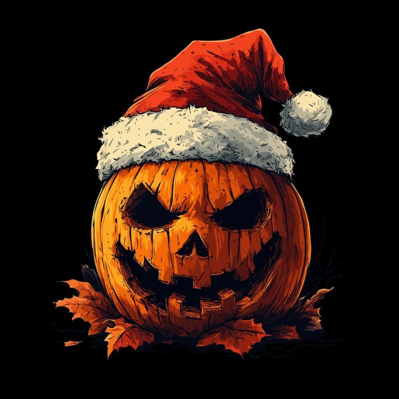Halloween Gift Pumpkin with Santa Hat Decoration