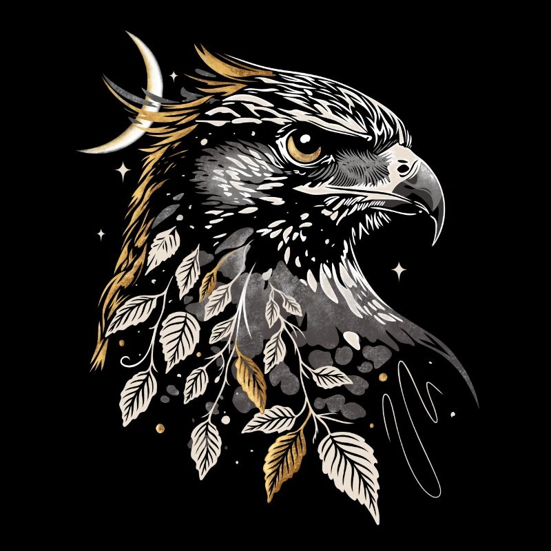 Faucon Horus et lune - Design d’automne magique