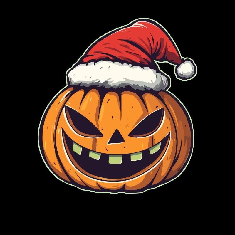 Halloween Gift Pumpkin with Santa Hat Decoration
