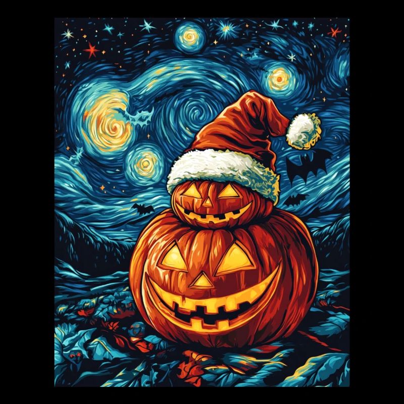 Halloween Gift Pumpkin with Santa Hat Decoration