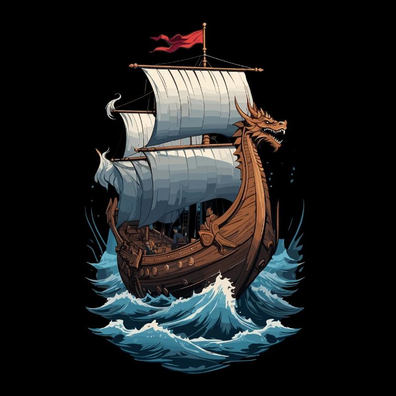 Viking Dragon Boat on the High Seas