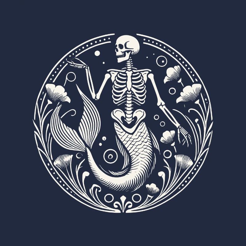 Mystical Skeleton Mermaid Art