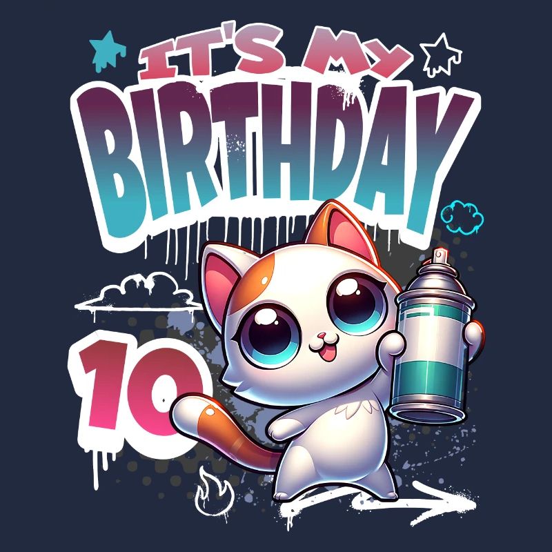 10th Birthday Cat Graffiti