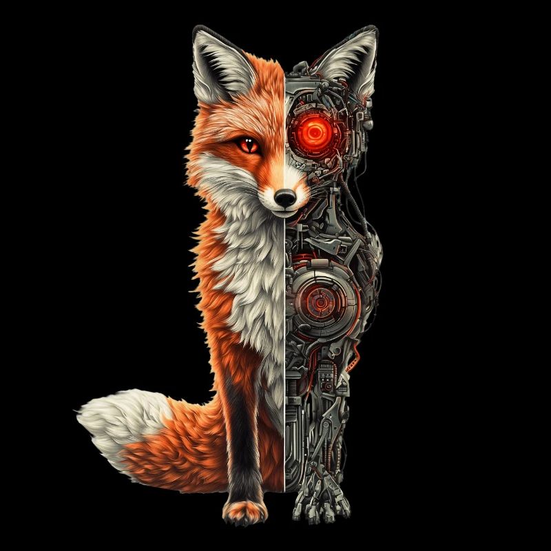 Lustiger Roboter Fuchs Cyborg Tier Fox Süßer Fuchs
