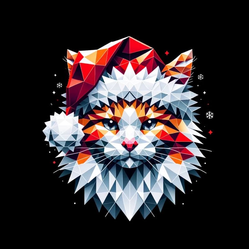 Polygon Design - Chat chat avec chapeau de Père Noël