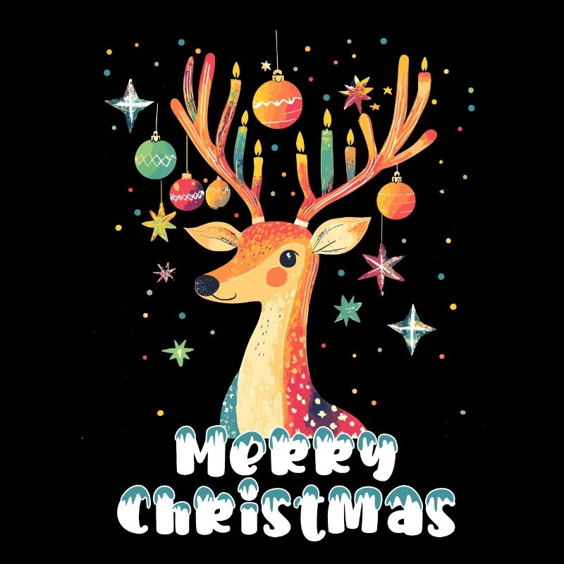 Noël Cerf Conte de fées étoiles Bougies Mignon