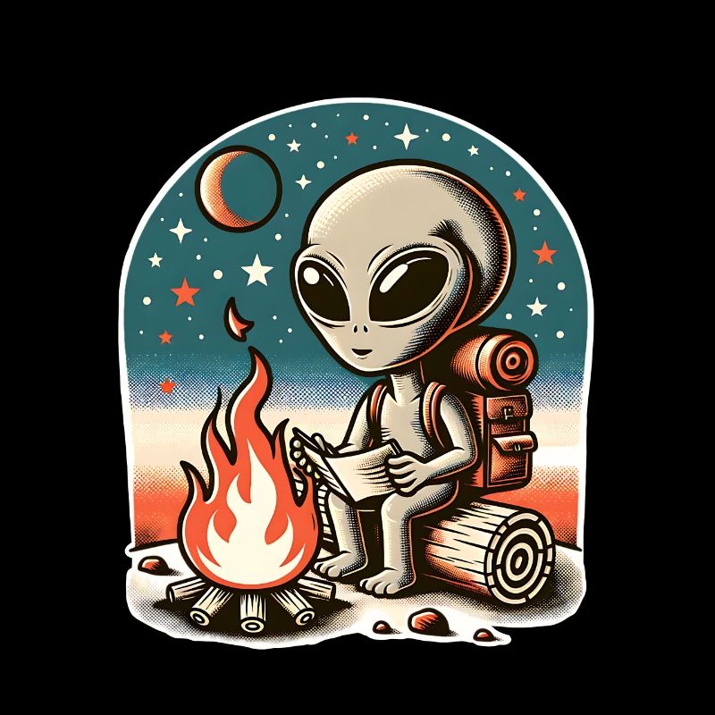 Randonnée autour d’un feu de camp extraterrestre