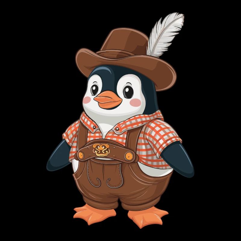 Pinguin Im Trachten Dirndl Mit Hut Und Feder