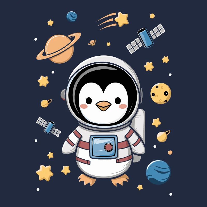 Astronaute d’aventure de pingouin de l’espace