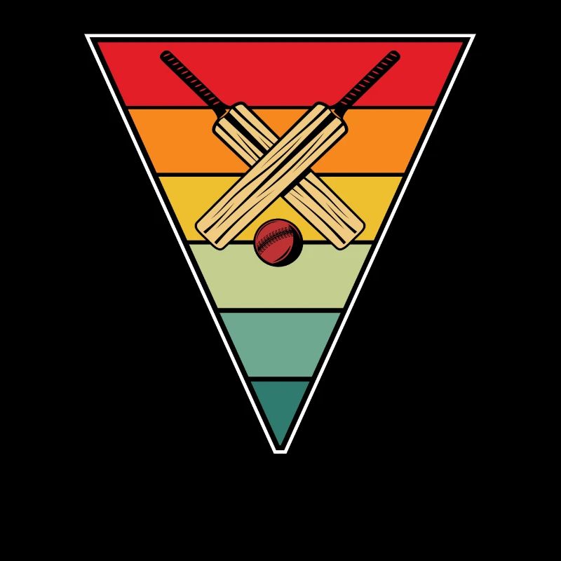 Retro Cricket Player Triangle Vintage