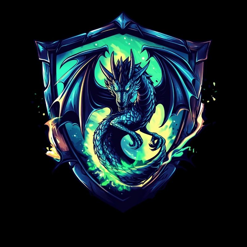 Mystical Dragon in the Shield - SciFi - Desing