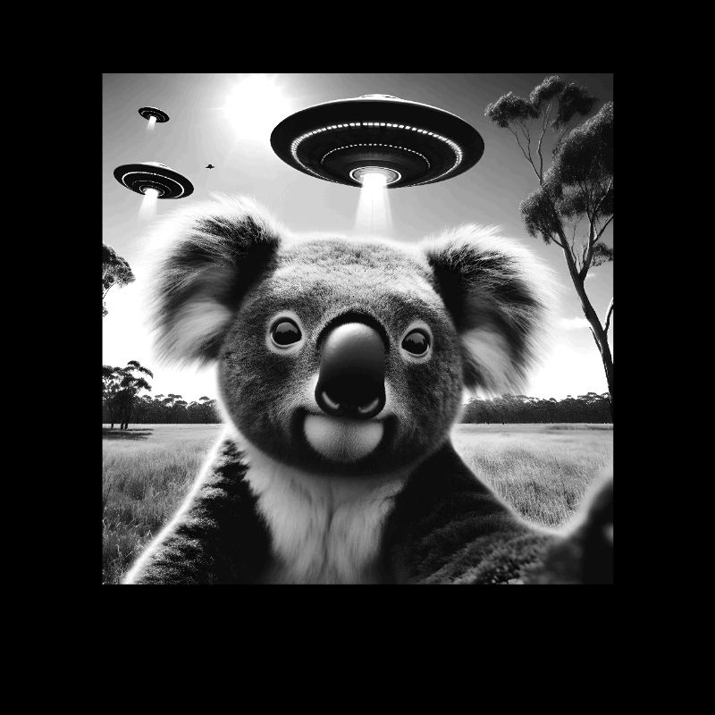 Koala kaola Funny Graphic Selfie with UFOs Weird A