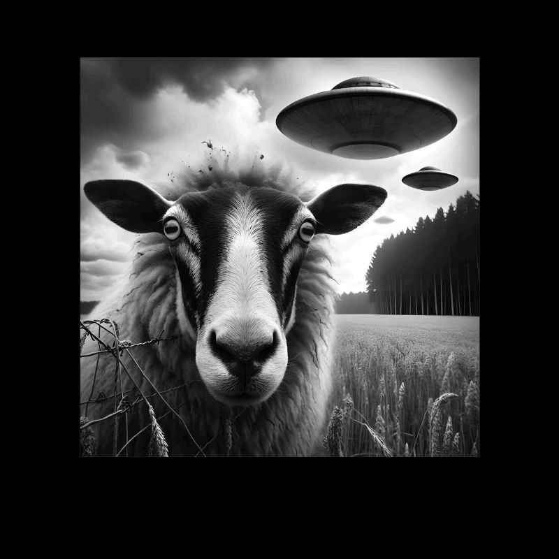 Sheep ram2, lamb Funny Graphic Selfie with UFOs We
