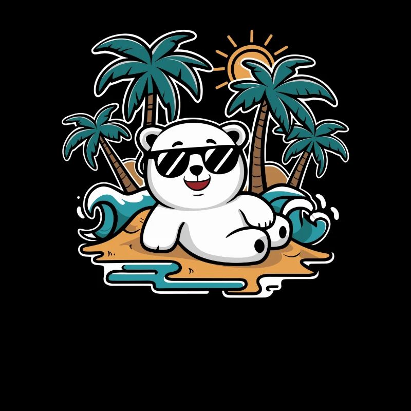 Cooler Eisbär Am Strand Mit Sonnenbrille