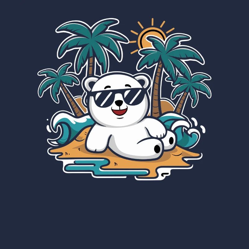 Cooler Eisbär Am Strand Mit Sonnenbrille