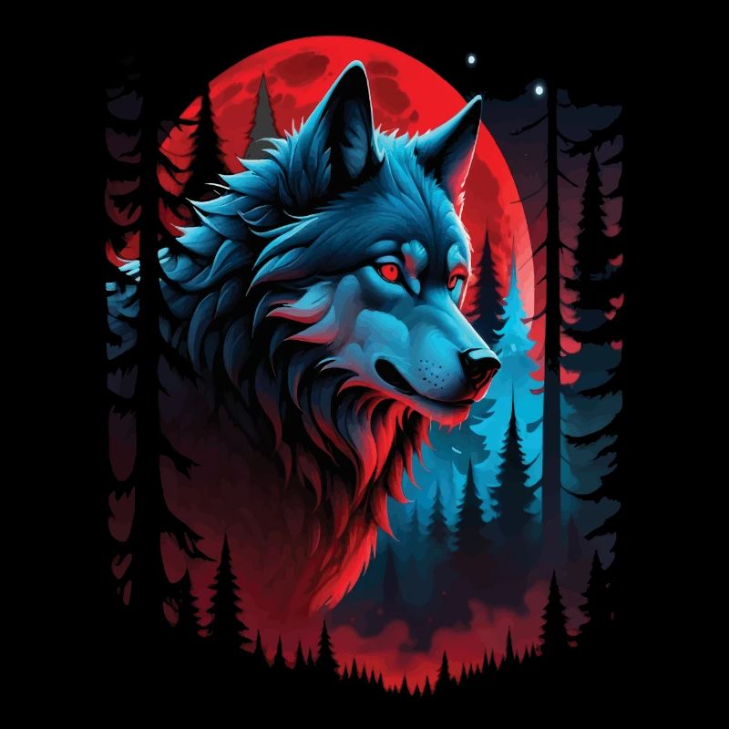 Wolf Liebhaber Wildtier Kunst Wolf Bunt Tier