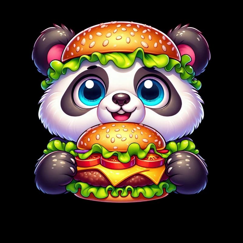 Fantaisiste panda burger drôle restauration rapide design