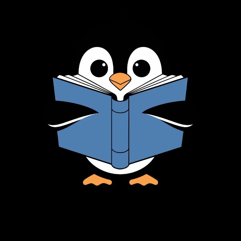 Penguin with book for reading enthusiasts