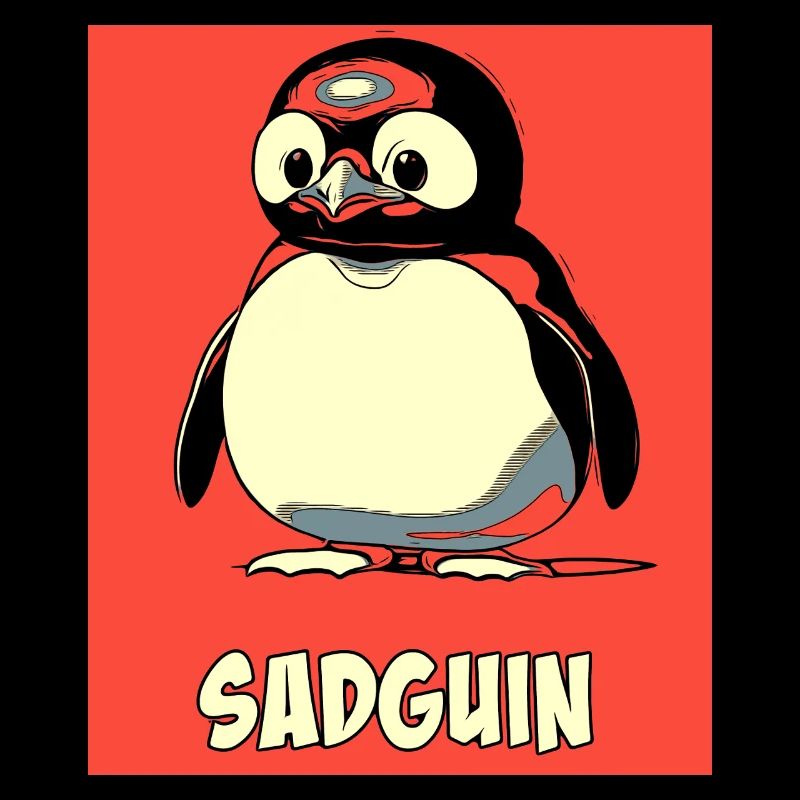 SADGUIN triste pingouin style bande dessinée
