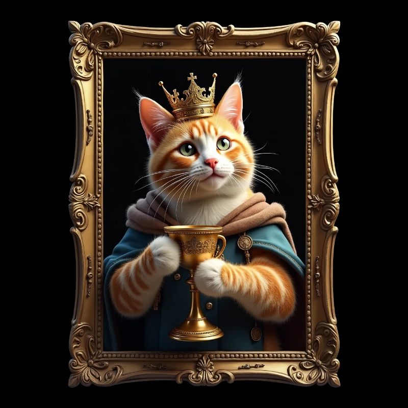 Medieval Cat in Picture Frame Art Crown