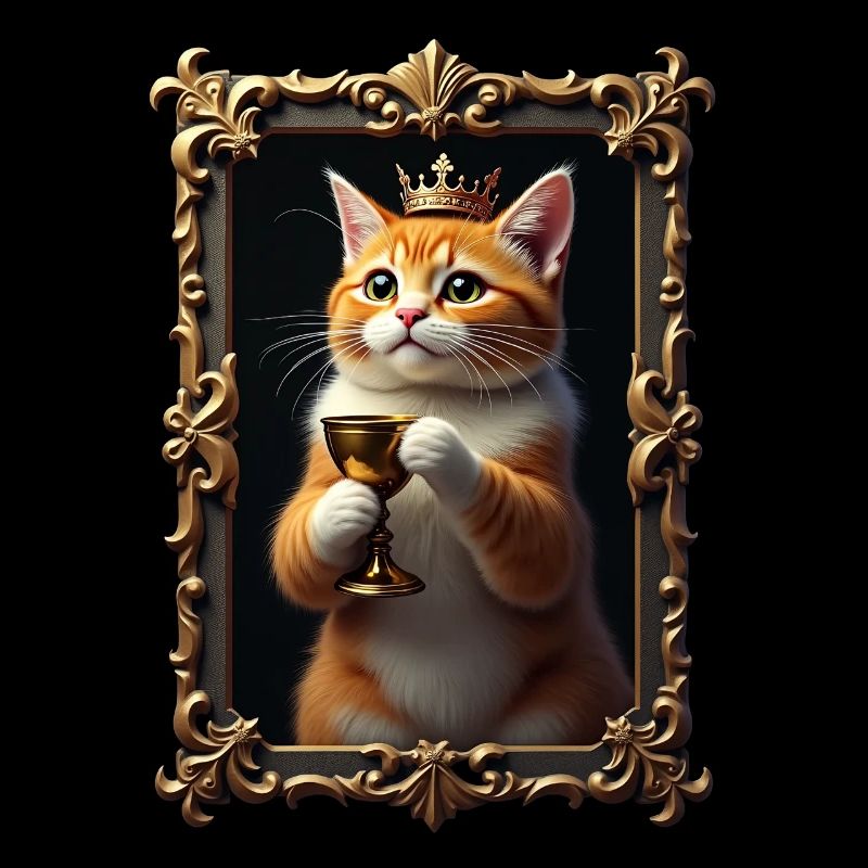 Medieval Cat in Picture Frame Art Crown