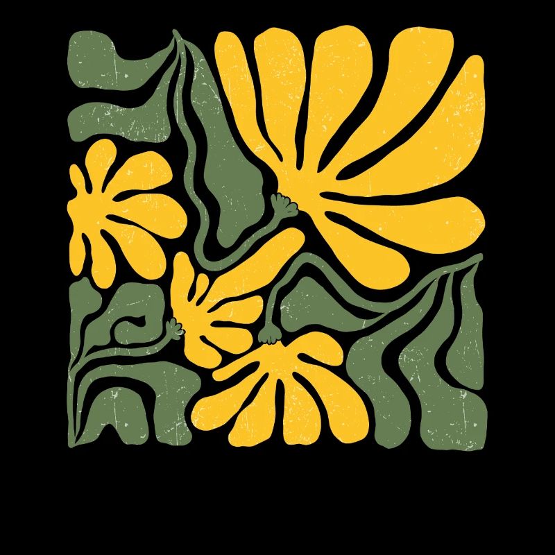 Art floral abstrait jaune et vert