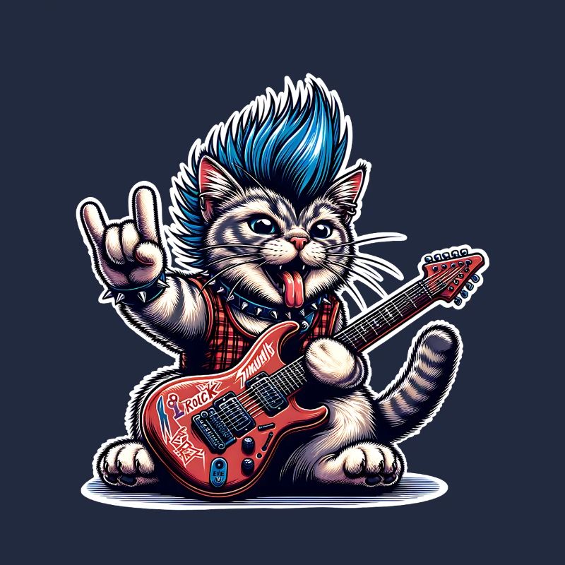 Katze Rock and Roll Gitarrist