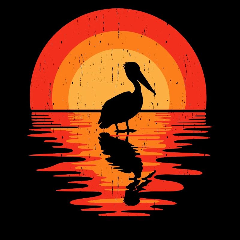 Silhouette de pélican au coucher du soleil