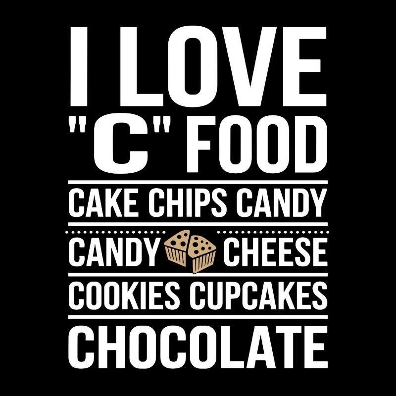 J’adore la nourriture C : gâteaux, chips, bonbons,