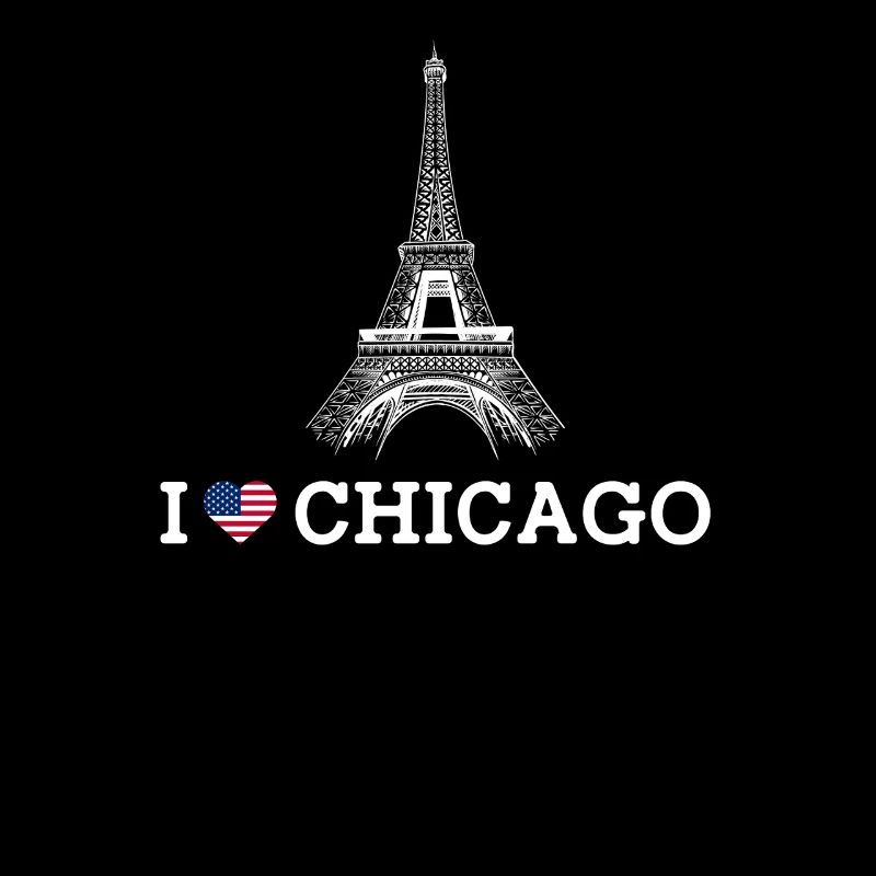 J’aime Chicago Cool Tour Eiffel Lover Coeur Drapeau