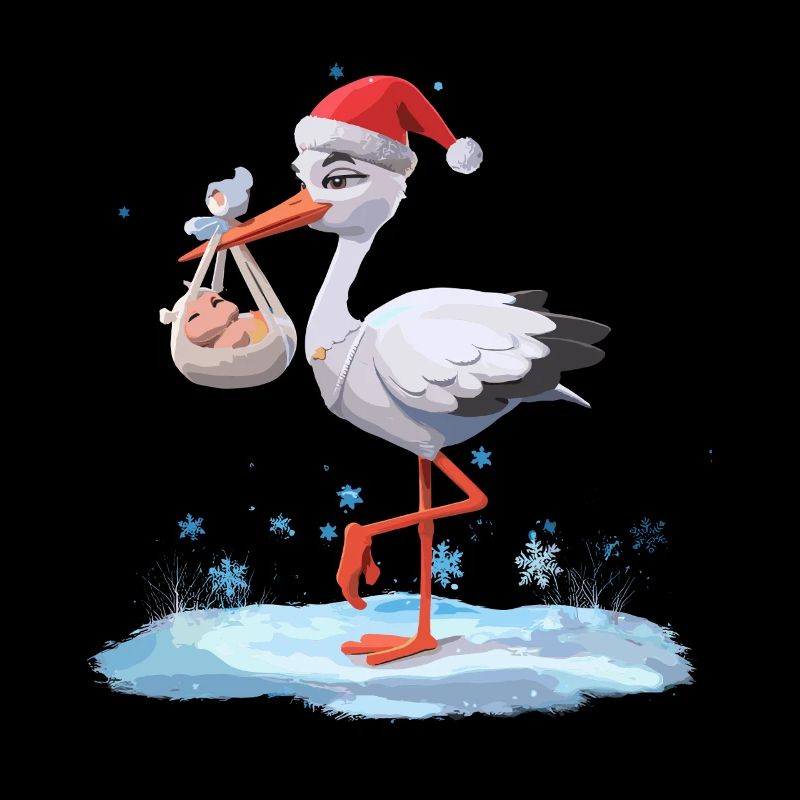 Cigogne de Noël avec naissance bébé Noël Joie