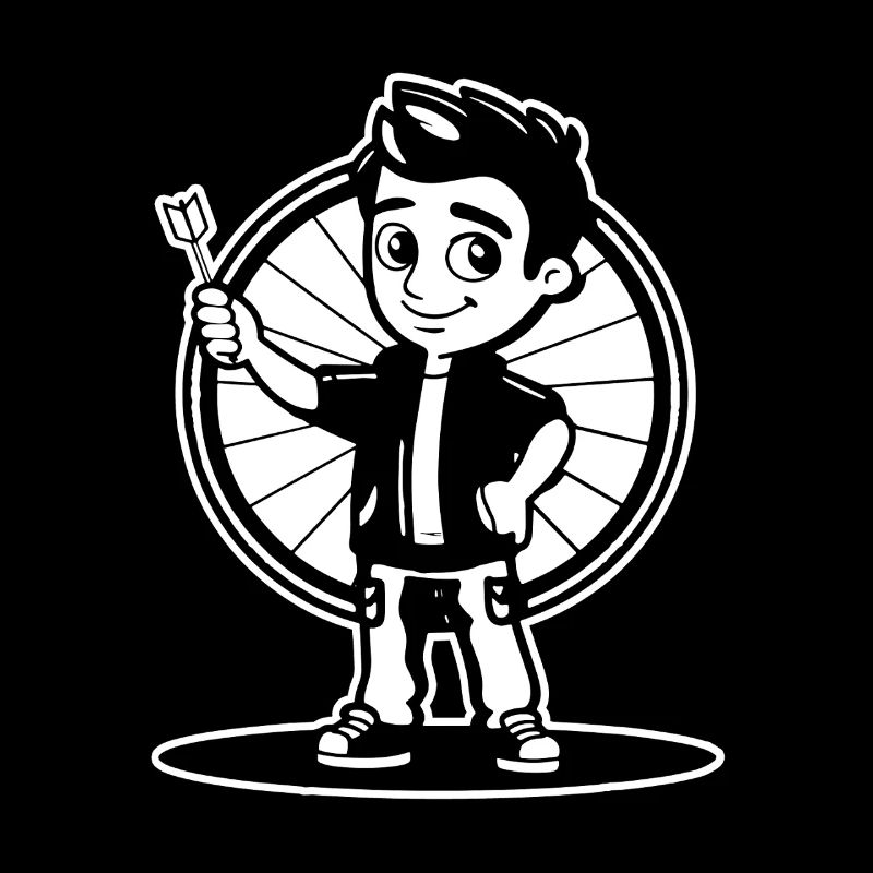 Look de bande dessinée de petit joueur de fléchettes