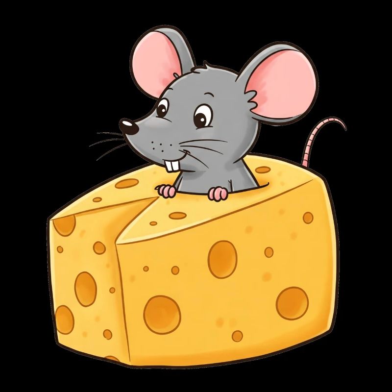 Souris de dessin animé animal avec du fromage