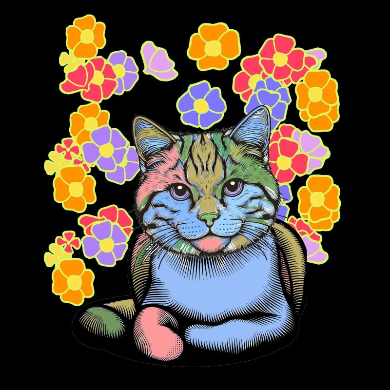 Chat Chats Chat domestique Fleurs Enfants Enfant