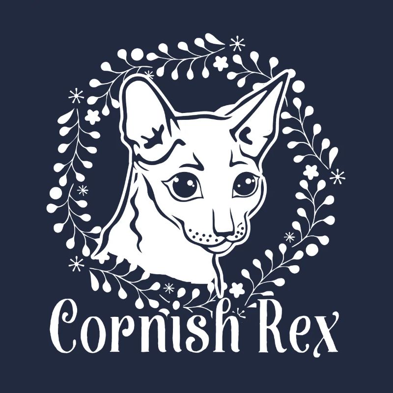 Cornish rex cat Floral Pattern