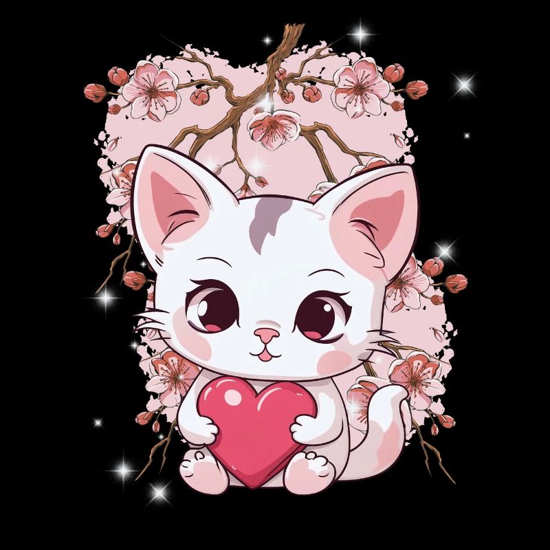 Kirschblüte Katze Katzen Herz Herzen Kinder