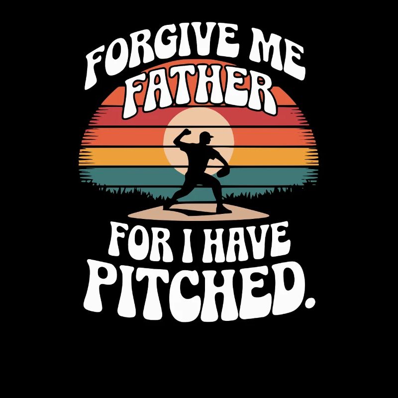 Pardonne-moi Père Baseball Pitcher Flame Design