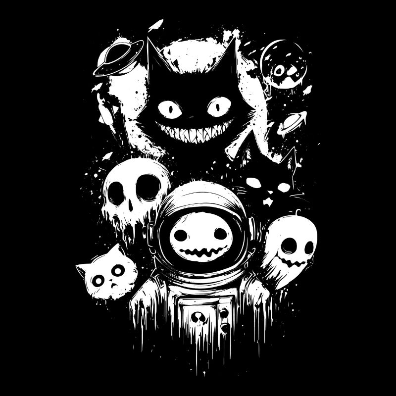 Horreur spatiale effrayante – Astronaute et chats du Cheshire