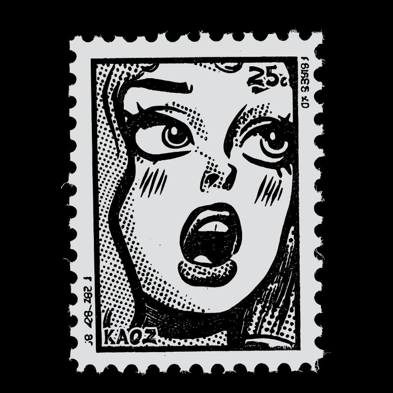 Femme de bande dessinée en état de choc – Timbre-poste Pop Art