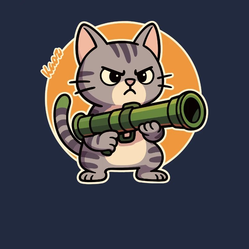 Wütende Katze mit Panzerfaust – Comic Motiv