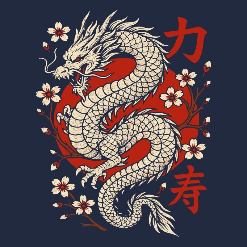 Chinesischer Drache & Kirschblüten
