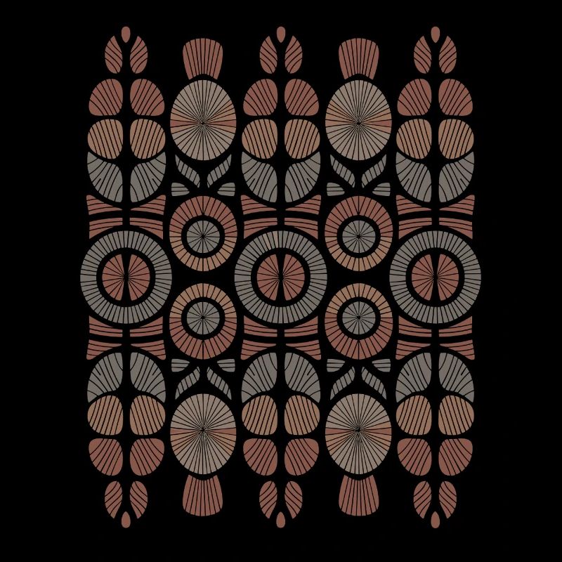Afrikanisches Boho Muster Kreise und Blätter