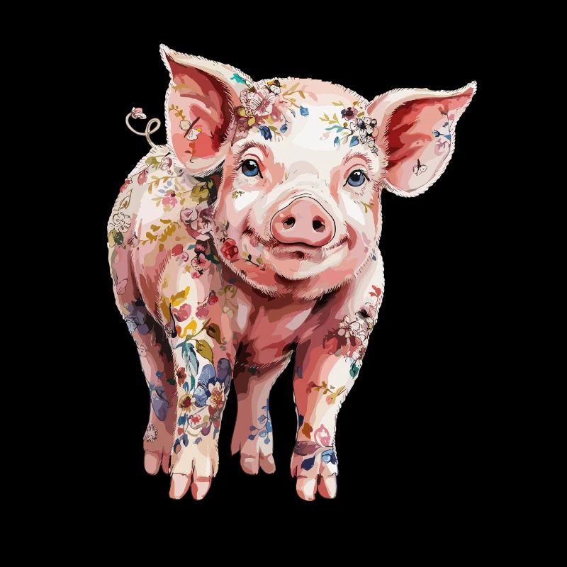 Cochon floral avec imprimé floral pour