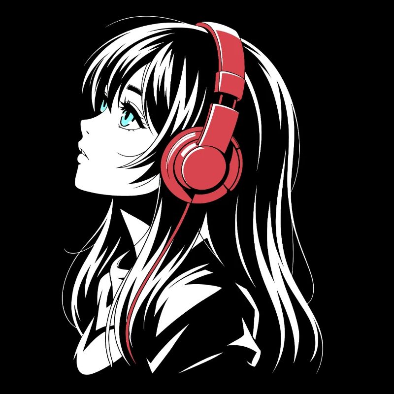 Fille d’anime avec conception de casque