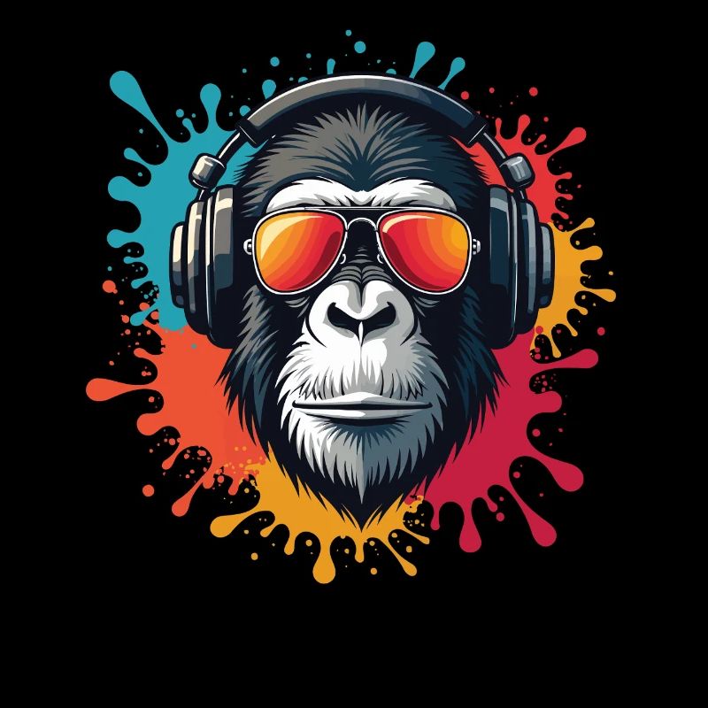 Retro Gorilla with Helmet and Sunglasses