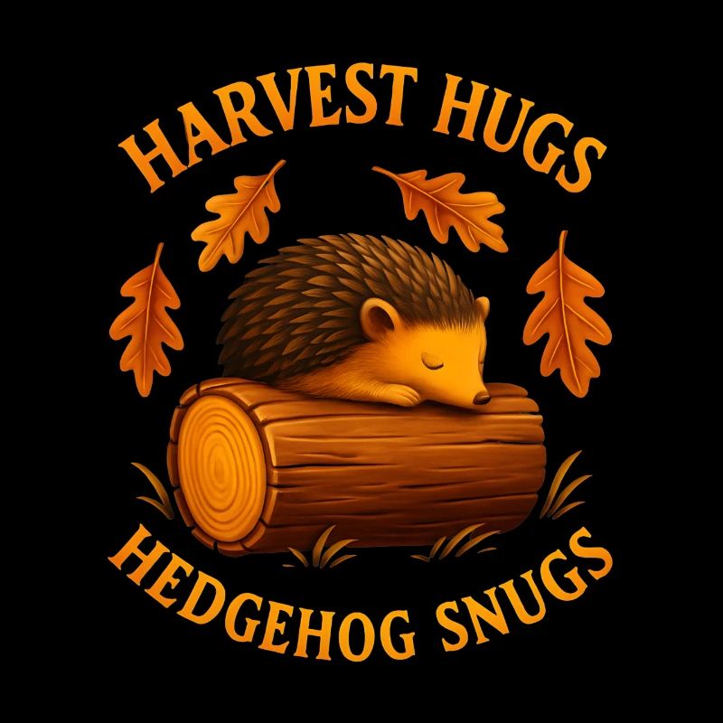Herbstlicher Igel mit Holzstamm