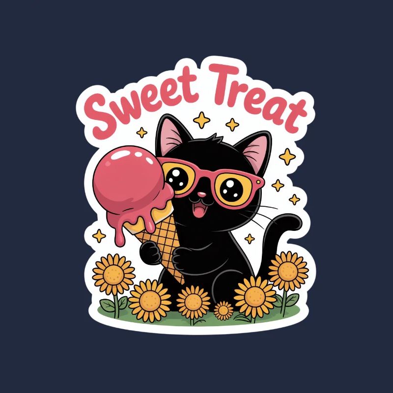 Sweet Treat Schwarze Katze Mit Eis Sommer
