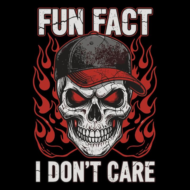 Skull with baseball cap and fire design