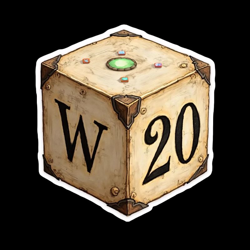 Antique D6 Dice with D20 – Fantasy Cartoon